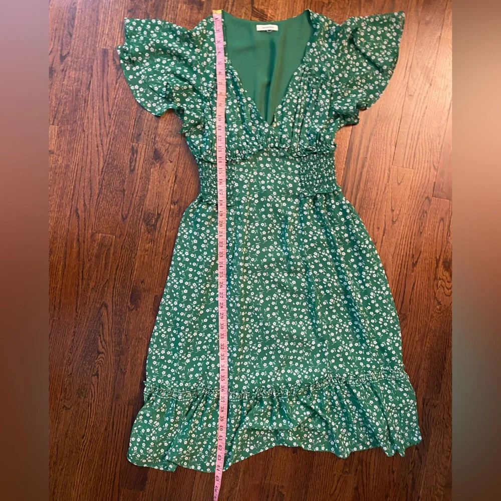 Max Studio- Green Floral Midi Dress flowy lightweight spring M? SIZE TAG MISSING - Picture 9 of 16